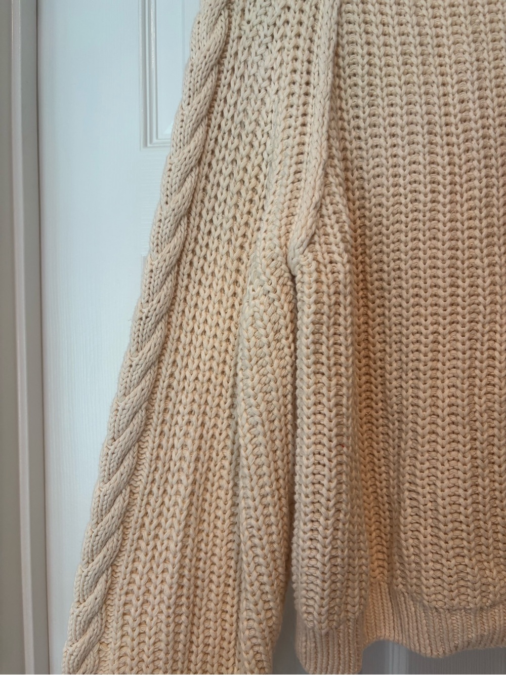 Free People Frankie Cable Cotton Sweater Ivory Medium - Picture 10 of 12